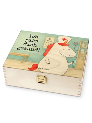 Mr. & Mrs. Panda Teebox Einhorn Krankenschwester Design mit Spruch in Weiß