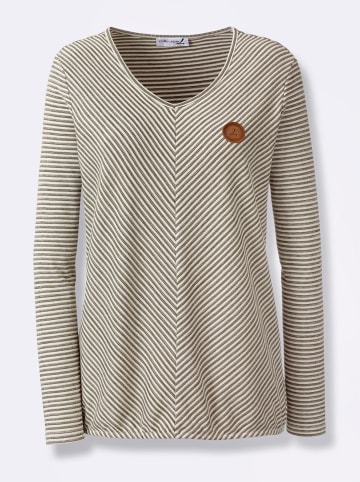 WITT WEIDEN Shirt in oliv-ecru-gemustert