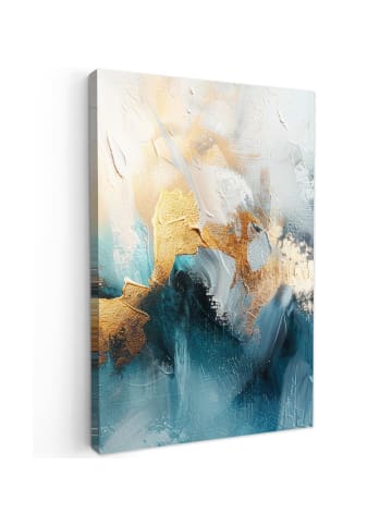 MuchoWow Leinwand bilder Abstrakte Kunst gold blau (BxH)