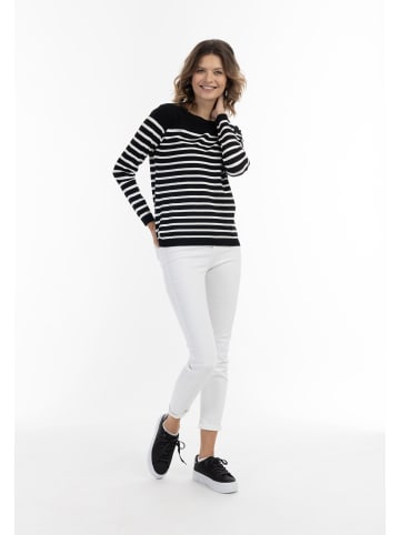 usha BLUE LABEL Damen Strick Pullover in Schwarz Wollweiss