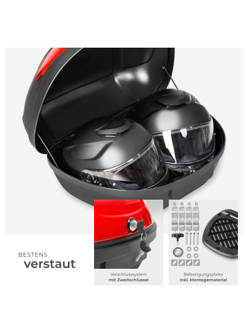 tectake Motorradkoffer Matze kleiner und großer Reflektor, schwarz