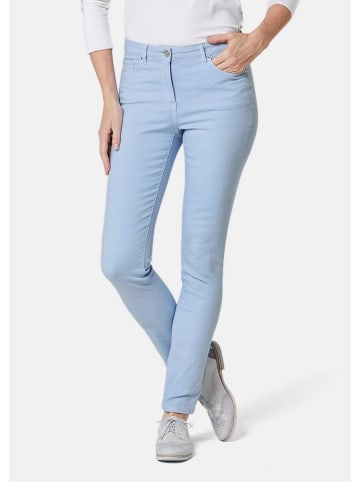 GOLDNER Kurzgröße:  Jeanshose Lange Freizeithose BELLA mit Formbund in himmelblau