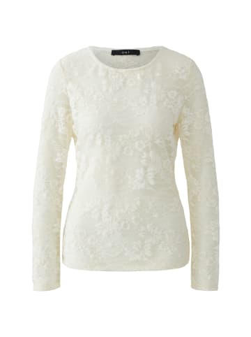 Oui Spitzen Langarmshirt in Gardenia