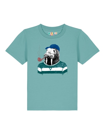 wat? Apparel T-Shirt Walross in Teal Monstera