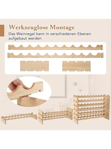 COSTWAY Weinregal Holz stapelbar 101 x 29 x 73 cm in Braun