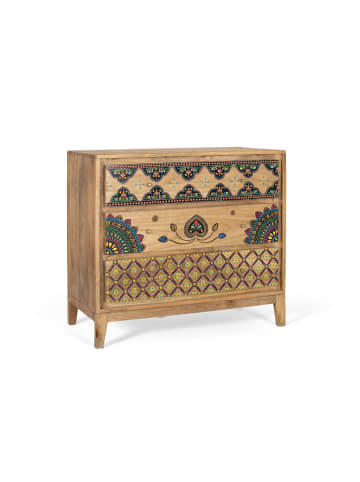 Giner y Colomer Kommode aus massivem Mangoholz mit handbemalten Details in Brown