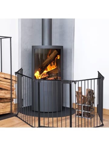 relaxdays Kaminschutzgitter 5-teilig in Schwarz