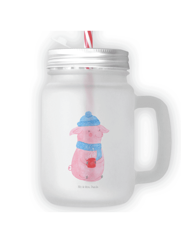 Mr. & Mrs. Panda Trinkglas Mason Jar Schwein Glühwein ohne Spruch in Transparent