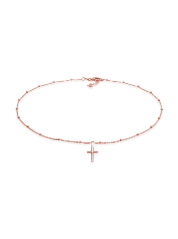 Elli Halskette 925 Sterling Silber Kreuz in Rosegold