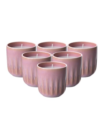 like. by Villeroy & Boch 6er Set Duftkerzen Sunkissed Perlemor Home Coral in ø 8,5 x 9 cm in rosa