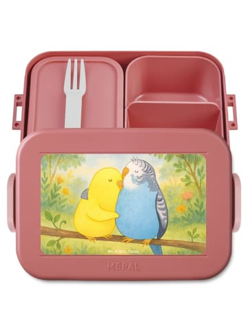 Mr. & Mrs. Panda Lunchbox Wellensittich Liebe Design ohne Spruch in Rot Pastell