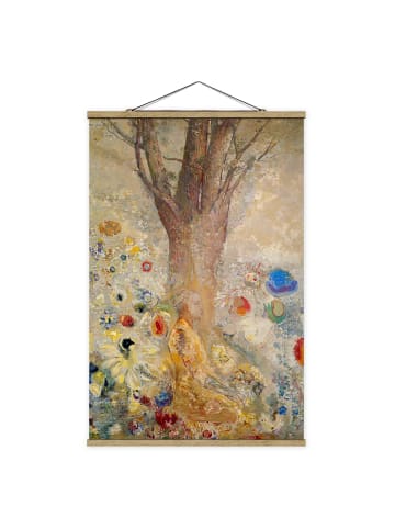 WALLART Stoffbild mit Posterleisten - Odilon Redon - Der Buddha in Creme-Beige