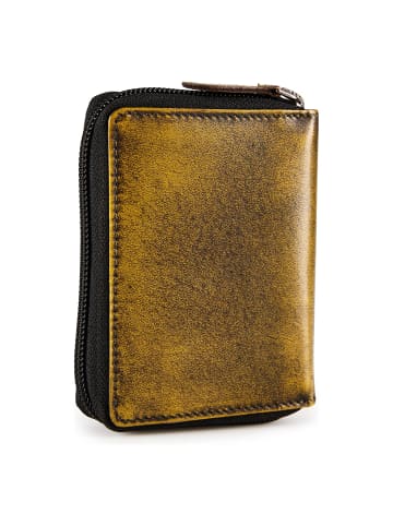 Greenburry Destressed Geldbörse RFID Schutz Leder 10.5 cm in dirty yellow