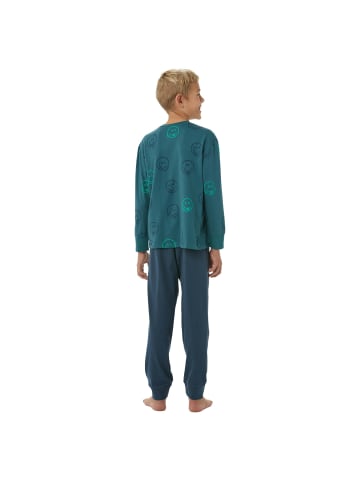 Schiesser Pyjama in Blau/Grün