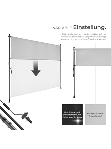 tectake Klemmmarkise Taija mit Handkurbel, UV-beständig und wasserabweisend