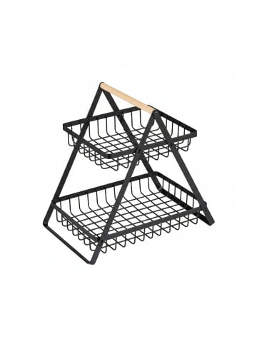relaxdays Obstkorb Etagere in Schwarz - 2 Etagen