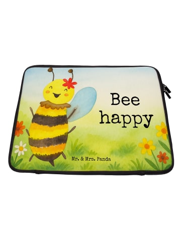 Mr. & Mrs. Panda Laptop Tasche Biene Happy Design mit Spruch in Weiß