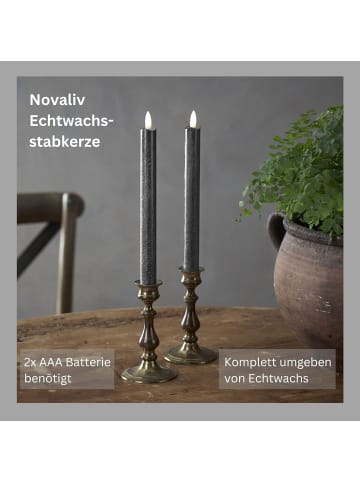 Novaliv Stabkerzen LED mit Timer GRAU 4 Stück GRAU indoor - 6 Stunden - ECHTWA in Grau