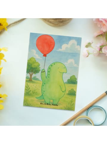 Mr. & Mrs. Panda Postkarte Schildkröte Luftballon Design ohne Sp... in Weiß