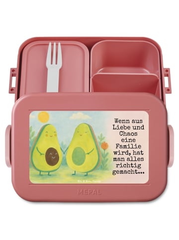 Mr. & Mrs. Panda Snackbox Avocado Pärchen Design mit Spruch in Rot Pastell