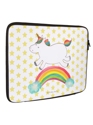 Mr. & Mrs. Panda Notebook Tasche Einhorn Regenbogen ohne Spruch in Weiß