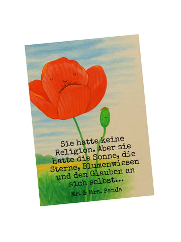 Mr. & Mrs. Panda Postkarte Blume Mohnblume Design mit Spruch in Weiß