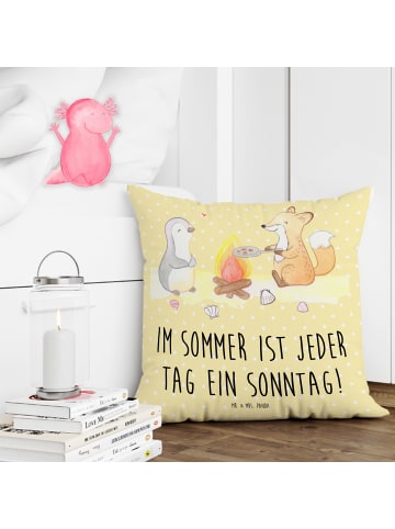 Mr. & Mrs. Panda Kuschelkissen 40x40 Sommer Sonntag mit Spruch in Gelb Pastell