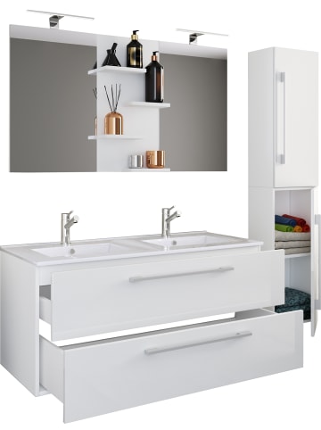 VCM  4-tlg. Doppel Waschplatz Zwei Waschtisch Budasi SP in Weiß