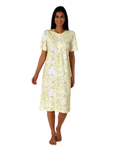 NORMANN kurzarm Nachthemd Design Knopfleiste am Hals - 85470 in vanille