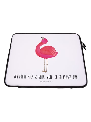 Mr. & Mrs. Panda Notebook Tasche Flamingo Stolz mit Spruch in Weiß