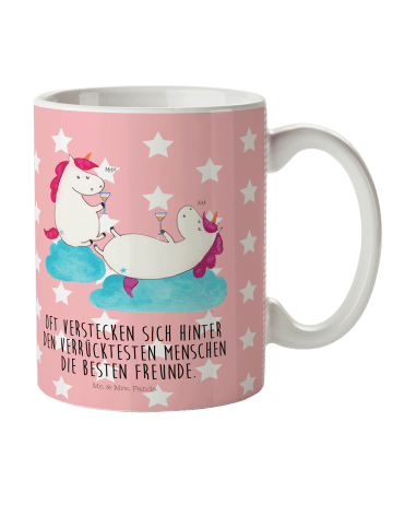 Mr. & Mrs. Panda Kindertasse Einhorn Sekt mit Spruch in Rot Pastell