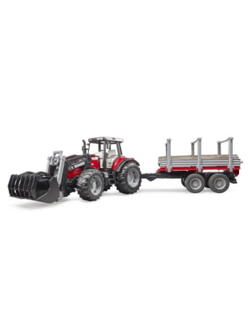 bruder Spielzeugfahrzeug Massey Ferguson 7480 mit Frontlader und Holztransportanhänger