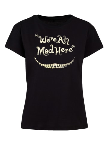 F4NT4STIC Ladies Box Tee Disney Alice im Wunderland Mad Here Smile in schwarz