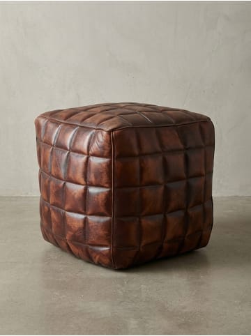 KADIMA DESIGN Sitzwürfel Echtleder braun 39 x 41 x 39 cm Ottomane Wohnzimmer,