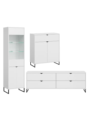 Feldmann-Wohnen Wohnzimmer-Set 3-teilig Caseres weiß 287 / 38 / 184cm