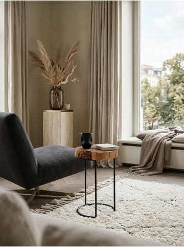 KADIMA DESIGN Beistelltisch AKOLA Massiv-Holz Wohnzimmer-Tisch Metallbeine in Akazie