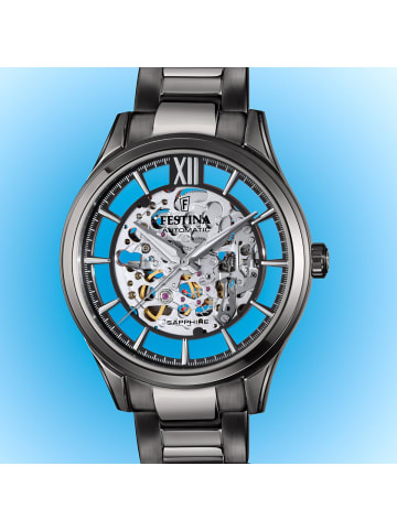 Festina Herrenuhr Automatik Skelett Anthrazit