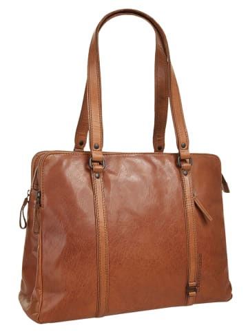 SPIKES & SPARROW Shopper LAPTOP SHOULDERBAG echt Leder in cognac