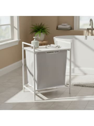 relaxdays Wäschesammler in Weiß/ Grau - 65 L