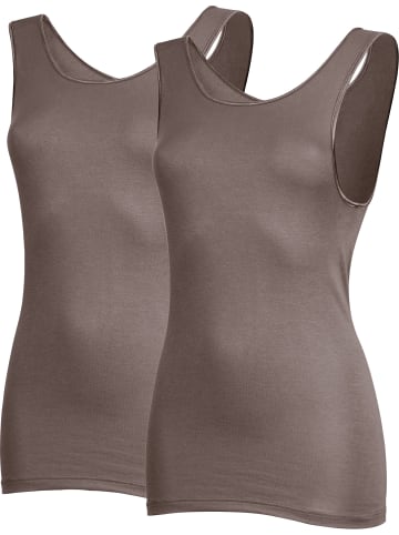 Erwin Müller Feinripp Unterhemd 2er-Pack in taupe