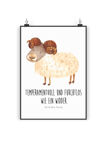 Mr. & Mrs. Panda Bild Sternzeichen Widder mit Spruch in Weiß