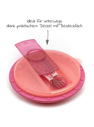 MiaMia Babyteller zum Mitnehmen inkl. Besteck - in rosa