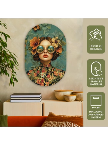 OnlyWow Ovales Wandbild Petrol
