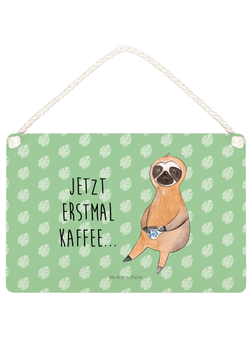 Mr. & Mrs. Panda holzbild Faultier Kaffee mit Spruch in Tropengrün