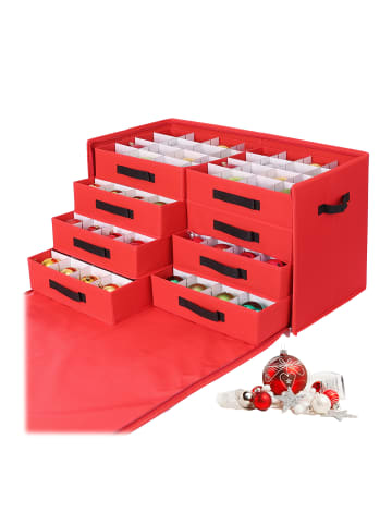 relaxdays Weihnachtskugel-Aufbewahrungsbox in Rot - (B)73 x (H)40 x (T)36,5 cm