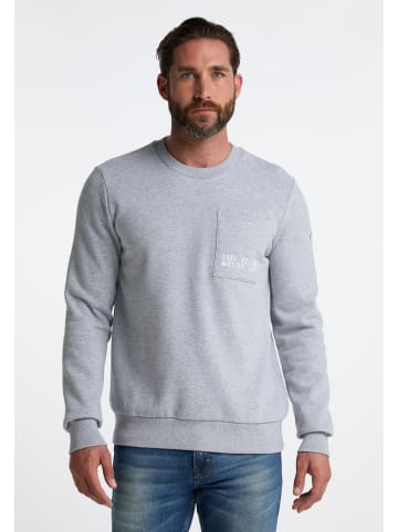DreiMaster Herren Sweatshirt Mit Rundhals in Hellgrau Melange