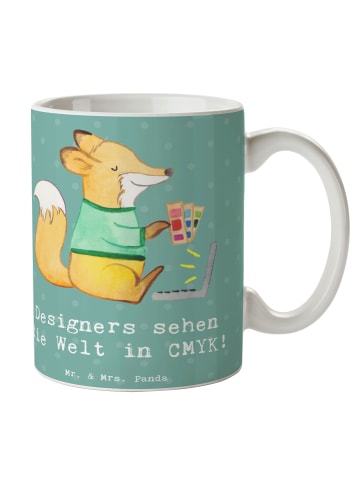 Mr. & Mrs. Panda Kaffeepott CMYK Designer mit Spruch in Meeresbrise