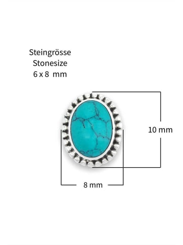 mantraroma 925er Silber - Ohrstecker (L) 10 x (B) 8 mm mit Türkis