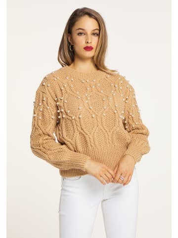 faina Damen Strickpullover in Kamel