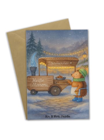 Mr. & Mrs. Panda Klappkarte Igel Maronen Design ohne Spruch in Weiß